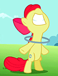 Size: 114x150 | Tagged: safe, screencap, character:apple bloom, episode:the cutie pox, g4, my little pony: friendship is magic, animated, cropped, cutie mark, loop-de-hoop, solo