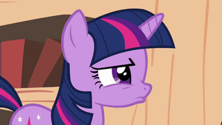Size: 320x180 | Tagged: safe, screencap, character:spike, character:twilight sparkle, character:twilight sparkle (unicorn), species:pony, species:unicorn, episode:it's about time, g4, my little pony: friendship is magic, animated, duo, feather, floppy ears, golden oaks library, levitation, magic, puffy cheeks, quill, sweat, telekinesis, tickle torture, tickling, trembling