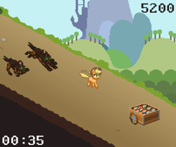 Size: 499x419 | Tagged: safe, artist:stoic5, screencap, character:applejack, species:earth pony, species:pony, booster hill, cart, fan game, female, game, mare, running, style emulation, super mario rpg, timber wolf, zapple hill