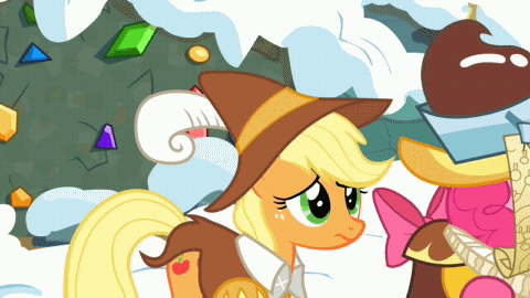 Size: 480x270 | Tagged: safe, screencap, character:applejack, character:pinkie pie, species:earth pony, species:pony, episode:hearth's warming eve, g4, my little pony: friendship is magic, animated, chancellor puddinghead, map, smart cookie