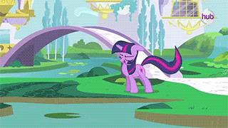 Size: 320x180 | Tagged: safe, screencap, character:spike, character:twilight sparkle, episode:the crystal empire, g4, my little pony: friendship is magic, animated, duo, glowing horn, horn, hub logo, solo focus, teleportation, the failure song, waterlily