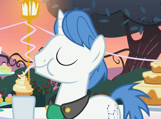 Size: 535x394 | Tagged: safe, screencap, character:orion, episode:sweet and elite, g4, my little pony: friendship is magic, animated, cropped, cupcake, eating, loop, puffy cheeks
