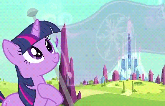 Size: 560x360 | Tagged: safe, screencap, character:twilight sparkle, character:twilight sparkle (unicorn), species:pony, species:unicorn, episode:the crystal empire, g4, my little pony: friendship is magic, animated, crystal empire, crystal empire flag, female, flag, hoof on chest, loop, mare, solo, waving flag