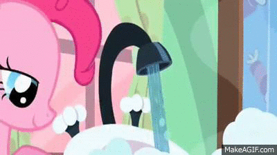 Size: 400x225 | Tagged: safe, screencap, character:pinkie pie, character:pound cake, character:pumpkin cake, episode:baby cakes, g4, my little pony: friendship is magic, animated, bath, bathtub, makeagif.com, running