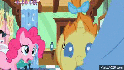 Size: 400x225 | Tagged: safe, screencap, character:pinkie pie, character:pound cake, character:pumpkin cake, episode:baby cakes, g4, my little pony: friendship is magic, animated, bathroom, bathtub, makeagif.com, running