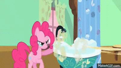 Size: 400x225 | Tagged: safe, screencap, character:pinkie pie, character:pound cake, character:pumpkin cake, episode:baby cakes, g4, my little pony: friendship is magic, animated, bathtime, bathtub, makeagif.com, running