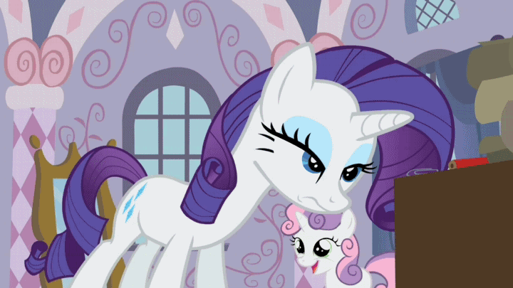 Size: 720x405 | Tagged: safe, screencap, character:rarity, character:sweetie belle, episode:sisterhooves social, g4, my little pony: friendship is magic, animated