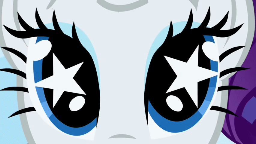 Size: 853x479 | Tagged: safe, screencap, character:rarity, episode:the ticket master, g4, my little pony: friendship is magic, animated, eyes, looking at you, solo, stars
