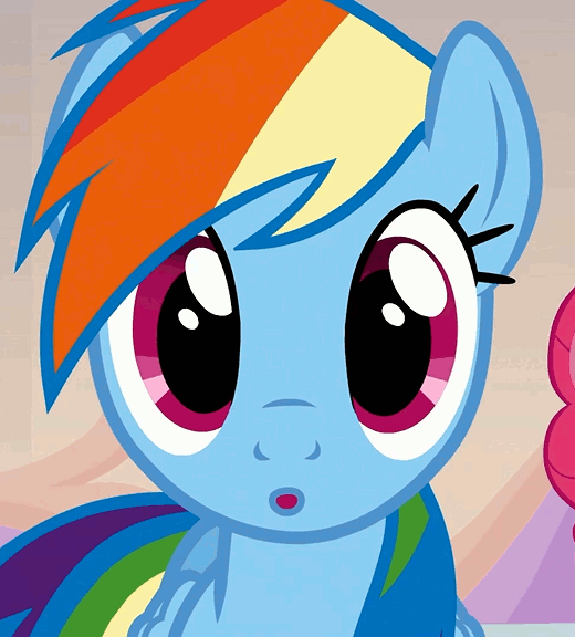 Size: 520x576 | Tagged: safe, screencap, character:pinkie pie, character:rainbow dash, episode:games ponies play, g4, my little pony: friendship is magic, animated, cute, dashabetes, eye shimmer, eyes, gif, happy, looking at you, loop, weapons-grade cute, wow