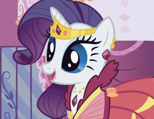 Size: 500x387 | Tagged: safe, screencap, character:rarity, episode:suited for success, g4, my little pony: friendship is magic, animated, clothing, cropped, dress, gala dress, jewelry, laughingmares.jpg, loop, reversed, solo, tiara