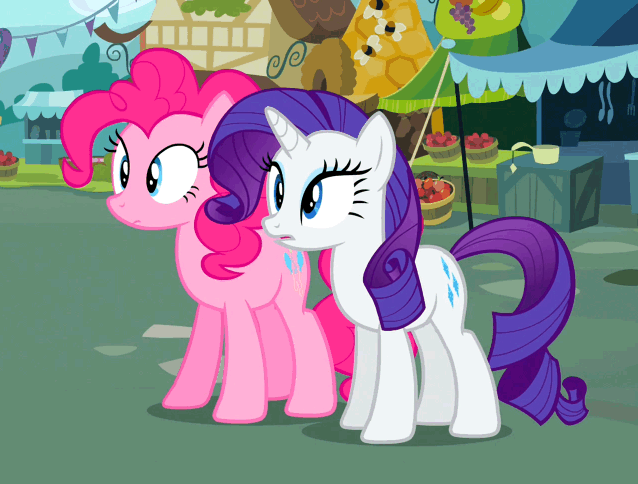 Size: 638x484 | Tagged: safe, screencap, character:pinkie pie, character:rarity, episode:putting your hoof down, g4, my little pony: friendship is magic, animated, burying, facehoof, head pat, ostrich, pat