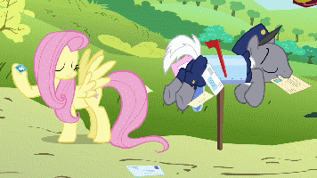 Size: 356x200 | Tagged: safe, screencap, character:fluttershy, character:mr. zippy, species:earth pony, species:pegasus, species:pony, episode:putting your hoof down, g4, my little pony: friendship is magic, animated, butt, butt touch, female, hoof on butt, male, mare, plot, spanking, stallion, stamp, stuck, you know for kids