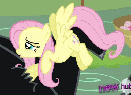 Size: 428x312 | Tagged: safe, screencap, character:fluttershy, episode:it's about time, g4, my little pony: friendship is magic, animated, bellyrubs, cerberus, cerberus (character), cropped, hub logo, loop, multiple heads, offscreen character, solo focus, three heads