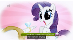 Size: 571x317 | Tagged: safe, screencap, character:prince blueblood, character:rarity, episode:the ticket master, g4, my little pony: friendship is magic, diamond, ei, happy, hub logo, marriage proposal, marshmelodrama, meme, of course i would say yes!, ring, youtube caption