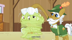Size: 640x355 | Tagged: safe, screencap, character:apple strudel, character:granny smith, episode:apple family reunion, g4, my little pony: friendship is magic, meme, youtube caption