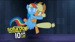 Size: 1920x1080 | Tagged: safe, screencap, character:applejack, character:rainbow dash, episode:castle mane-ia, g4, my little pony: friendship is magic, season 4, caught, holding, hug, out of context, scared