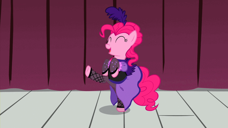 Size: 800x450 | Tagged: safe, screencap, character:pinkie pie, episode:over a barrel, g4, my little pony: friendship is magic, animated, can-can, clothing, dancing, dress, saloon dress, saloon pinkie, solo