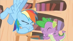 Size: 853x480 | Tagged: safe, screencap, character:rainbow dash, character:spike, episode:it's about time, g4, my little pony: friendship is magic