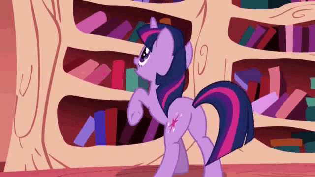 Size: 640x360 | Tagged: safe, screencap, character:pinkie pie, character:twilight sparkle, species:pony, episode:friendship is magic, g4, my little pony: friendship is magic, animated, female, golden oaks library, loop, mare, night of pony, plot, wat