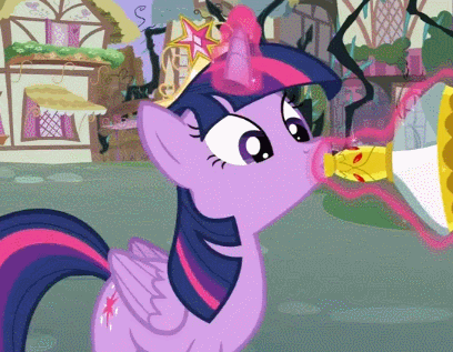Size: 408x317 | Tagged: safe, screencap, character:twilight sparkle, character:twilight sparkle (alicorn), species:alicorn, species:pony, episode:princess twilight sparkle, g4, my little pony: friendship is magic, season 4, animated, cropped, drinking, female, flashback potion, gif, magic, mare, out of context, solo