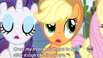 Size: 425x239 | Tagged: safe, screencap, character:applejack, character:fluttershy, character:rainbow dash, character:rarity, episode:princess twilight sparkle, g4, my little pony: friendship is magic, season 4, animated, hub logo, pinkie promise, subtitles