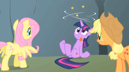 Size: 500x281 | Tagged: safe, screencap, character:applejack, character:fluttershy, character:pinkie pie, character:spike, character:twilight sparkle, character:twilight sparkle (unicorn), species:dragon, species:earth pony, species:pegasus, species:pony, species:unicorn, episode:feeling pinkie keen, g4, my little pony: friendship is magic, animated, blep, circling stars, crossed legs, cute, derp, dizzy, faec, female, grin, head shake, headbob, male, mare, observer, sitting, smiling, spread wings, squee, tongue out, twiabetes, wide eyes, wings