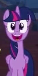 Size: 155x310 | Tagged: safe, screencap, character:twilight sparkle, character:twilight sparkle (alicorn), species:alicorn, species:pony, episode:castle mane-ia, g4, my little pony: friendship is magic, faec, female, happy, long neck, mare, nope.avi, open mouth, smiling, so fucking happy, solo, standing