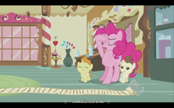 Size: 640x400 | Tagged: safe, screencap, character:pinkie pie, character:pound cake, character:pumpkin cake, episode:baby cakes, g4, my little pony: friendship is magic, confederate, hub logo, youtube caption
