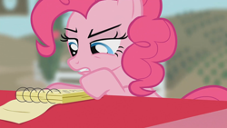 Size: 1920x1080 | Tagged: safe, screencap, character:pinkie pie, episode:castle mane-ia, g4, my little pony: friendship is magic, season 4, math, notebook, notepad, solo