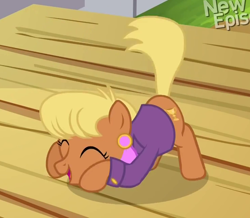 Size: 738x644 | Tagged: safe, screencap, character:ms. harshwhinny, episode:flight to the finish, g4, my little pony: friendship is magic, clothing, cute, earring, eyes closed, ms. cutewhinny, ms. harshkitty, open mouth, piercing, smiling, solo, tailboner, unprofessional