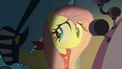 Size: 854x480 | Tagged: safe, screencap, character:fluttershy, episode:mmmystery on the friendship express, g4, my little pony: friendship is magic, bandana, clothing, costume, dark, disguise, outfit catalog, solo