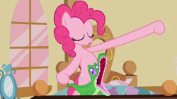 Size: 1050x590 | Tagged: safe, screencap, character:gummy, character:pinkie pie, episode:just for sidekicks, g4, my little pony: friendship is magic, floss