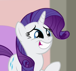 Size: 958x902 | Tagged: safe, screencap, character:rarity, species:pony, species:unicorn, episode:rarity takes manehattan, g4, my little pony: friendship is magic, awkward smile, cute, female, mare, raribetes, solo