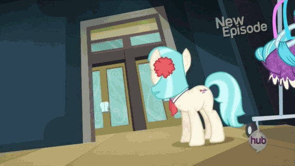 Size: 576x324 | Tagged: safe, screencap, character:coco pommel, character:suri polomare, episode:rarity takes manehattan, g4, my little pony: friendship is magic, animated, clothing, dress, hub logo, hubble, the hub