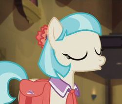 Size: 423x360 | Tagged: safe, screencap, character:coco pommel, episode:rarity takes manehattan, g4, my little pony: friendship is magic, season 4, duckface, kissy face, solo