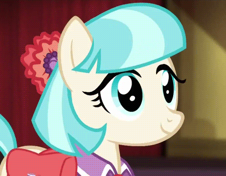 Size: 462x360 | Tagged: safe, screencap, character:coco pommel, episode:rarity takes manehattan, g4, my little pony: friendship is magic, season 4, animated, cute, eye shimmer, smiling, solo