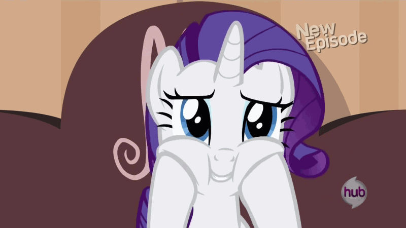 Size: 800x450 | Tagged: safe, screencap, character:rarity, episode:rarity takes manehattan, g4, my little pony: friendship is magic, animated, cute, hub logo, loop, marshmallow, new episode, raribetes, rarity is a marshmallow, solo, squishy cheeks
