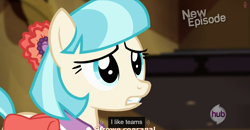 Size: 1600x830 | Tagged: safe, screencap, character:coco pommel, episode:rarity takes manehattan, g4, my little pony: friendship is magic, meme, russian, solo, text, youtube caption