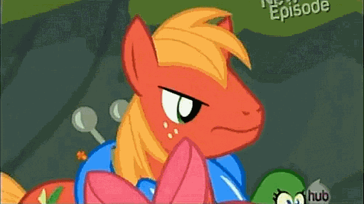Size: 512x288 | Tagged: safe, screencap, character:apple bloom, character:big mcintosh, character:granny smith, species:earth pony, species:pony, episode:pinkie apple pie, g4, my little pony: friendship is magic, animated, hub logo, hubble, lifejacket, male, stallion, the hub