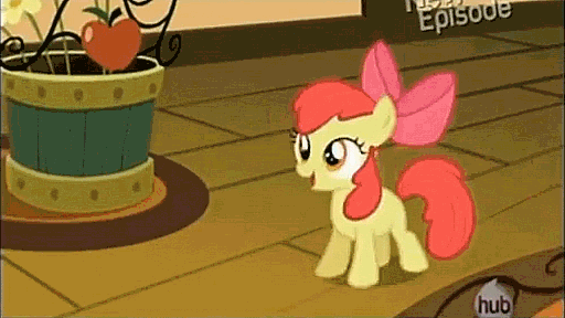 Size: 512x288 | Tagged: safe, screencap, character:apple bloom, episode:pinkie apple pie, g4, my little pony: friendship is magic, adorabloom, animated, ball, beach ball, cute, hub logo, hubble, inflatable, solo, the hub