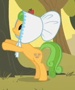 Size: 152x182 | Tagged: safe, screencap, character:perfect pie, species:earth pony, species:pony, episode:over a barrel, g4, my little pony: friendship is magic, apple family member, background pony, bonnet, cropped, female, mare, picture for breezies, solo