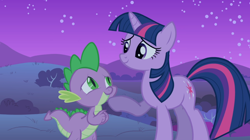 Size: 1054x592 | Tagged: safe, screencap, character:spike, character:twilight sparkle, episode:owl's well that ends well, g4, my little pony: friendship is magic