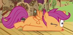 Size: 587x281 | Tagged: safe, screencap, character:scootaloo, species:pegasus, species:pony, episode:flight to the finish, g4, my little pony: friendship is magic, solo