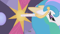 Size: 634x358 | Tagged: safe, screencap, character:princess celestia, episode:the return of harmony, g4, my little pony: friendship is magic, horn, youtube caption