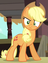 Size: 421x550 | Tagged: safe, screencap, character:applejack, episode:three's a crowd, g4, my little pony: friendship is magic, angry, disappointed, looking at you, solo