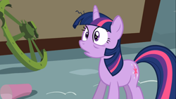 Size: 1366x768 | Tagged: safe, screencap, character:twilight sparkle, episode:swarm of the century, g4, my little pony: friendship is magic, solo, sudden realization