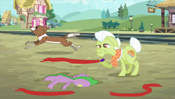 Size: 853x480 | Tagged: safe, screencap, character:granny smith, character:spike, character:winona, episode:just for sidekicks, g4, my little pony: friendship is magic