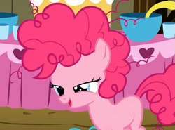 Size: 595x440 | Tagged: safe, screencap, character:pinkie pie, episode:the cutie mark chronicles, g4, my little pony: friendship is magic, faec, filly, foal, kinky, lidded eyes, messy mane, solo