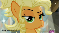 Size: 1635x927 | Tagged: safe, screencap, character:applejack, episode:simple ways, g4, my little pony: friendship is magic, applejewel, duckface, solo, spoiler