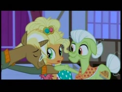 Size: 720x540 | Tagged: safe, screencap, character:applejack, character:granny smith, character:trenderhoof, episode:simple ways, g4, my little pony: friendship is magic, applejewel, black bars